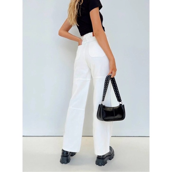 Princess Polly CALCETTO WIDE LEG JEANS WHITE - Size US 4 - Picture 2 of 12